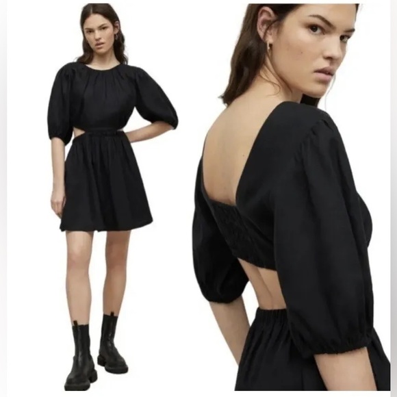All Saints ~ Linen Colette Soleil Dress in Black - Picture 3 of 12